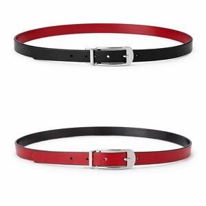 Lodis 100% Leather Reversible Belt Black & Red Silver Buckle Size Large Like New